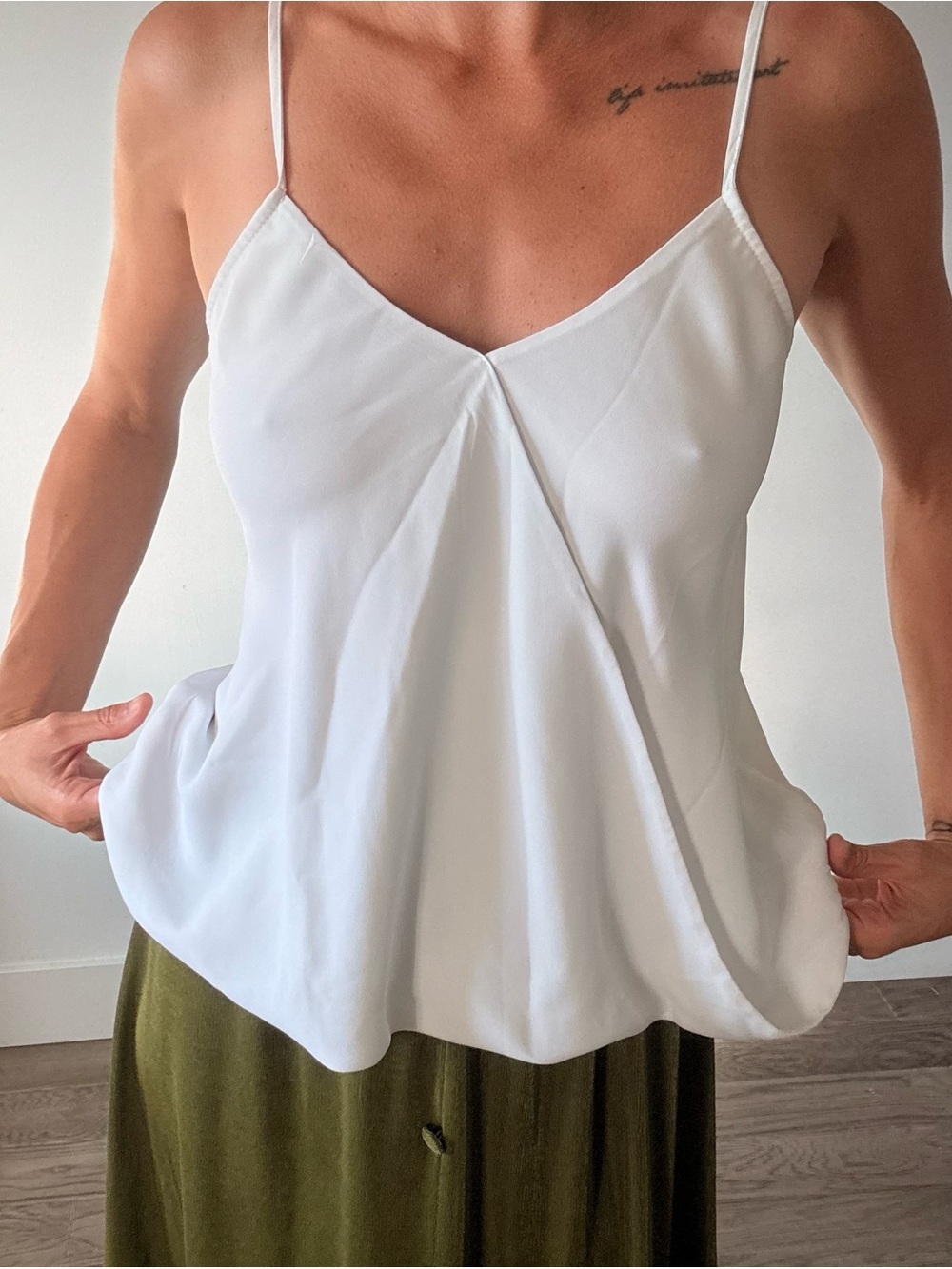 Streetwear Society White V-Neck Wrap-Front Spaghetti Strap Camisole